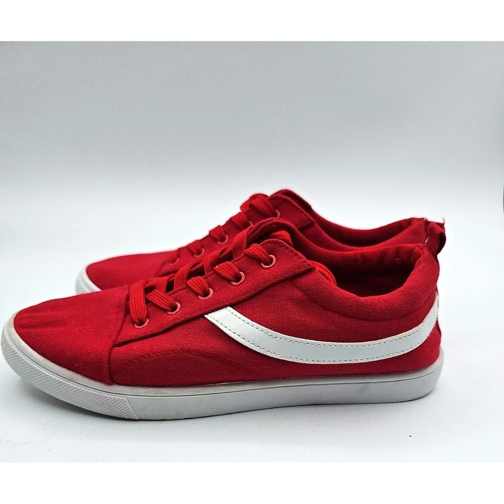 Just Be Womens Size 8 Red Canvas Lace Up Sneakers Casual Comfort Shoes